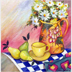 Grape Leaf Pitcher Tile
