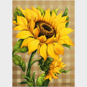 September Sunflowers, tan background